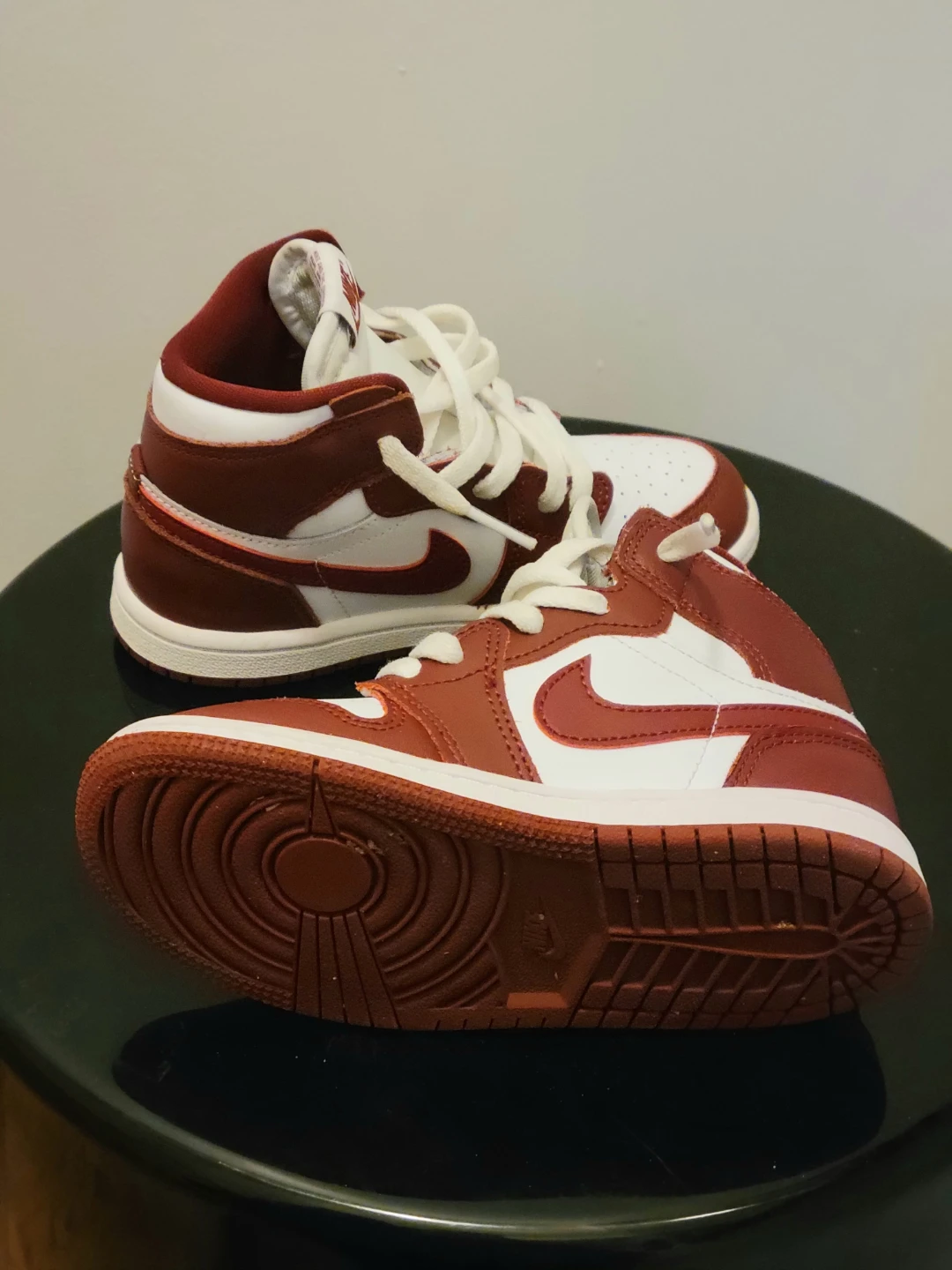 Nike Air Jordan 1 Mid Sneakers - White and Burgundy - photo 3