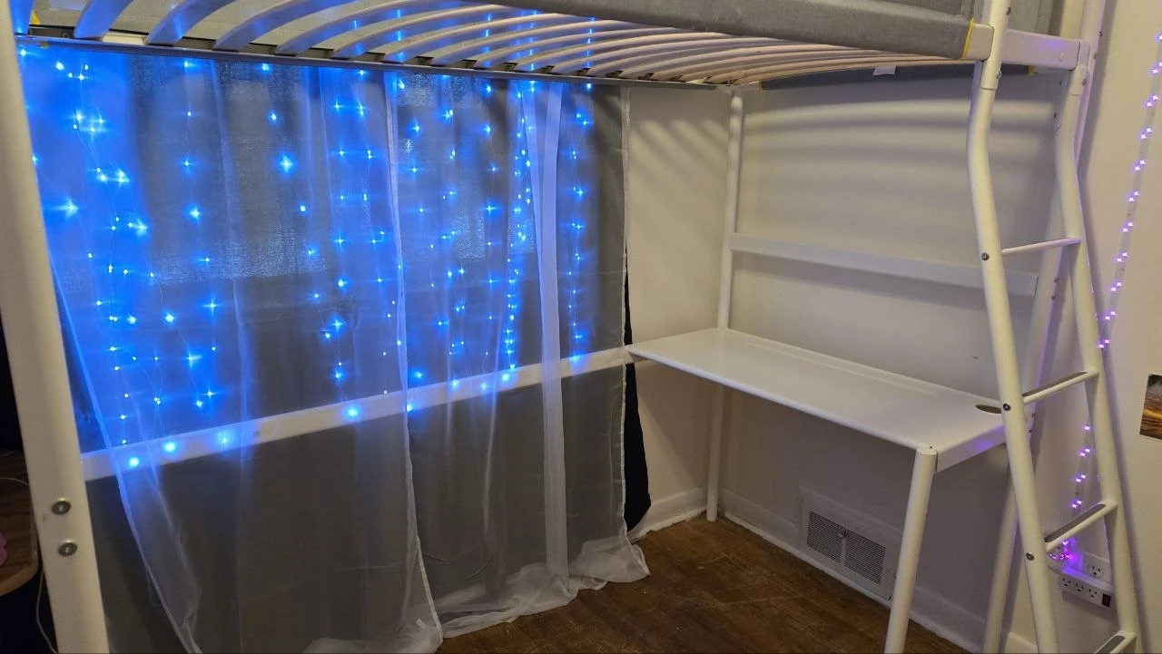 Ikea VITVAL - White Loft Twin Bed with Desk and Shelves - photo 2