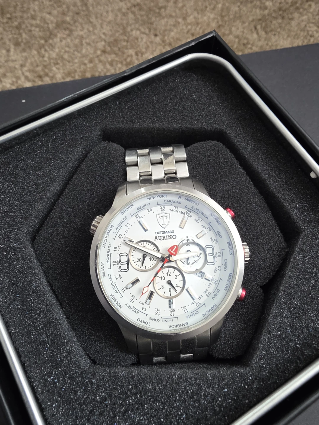 DETOMASO Automatic Chronograph Watch - Silver Stainless Steel