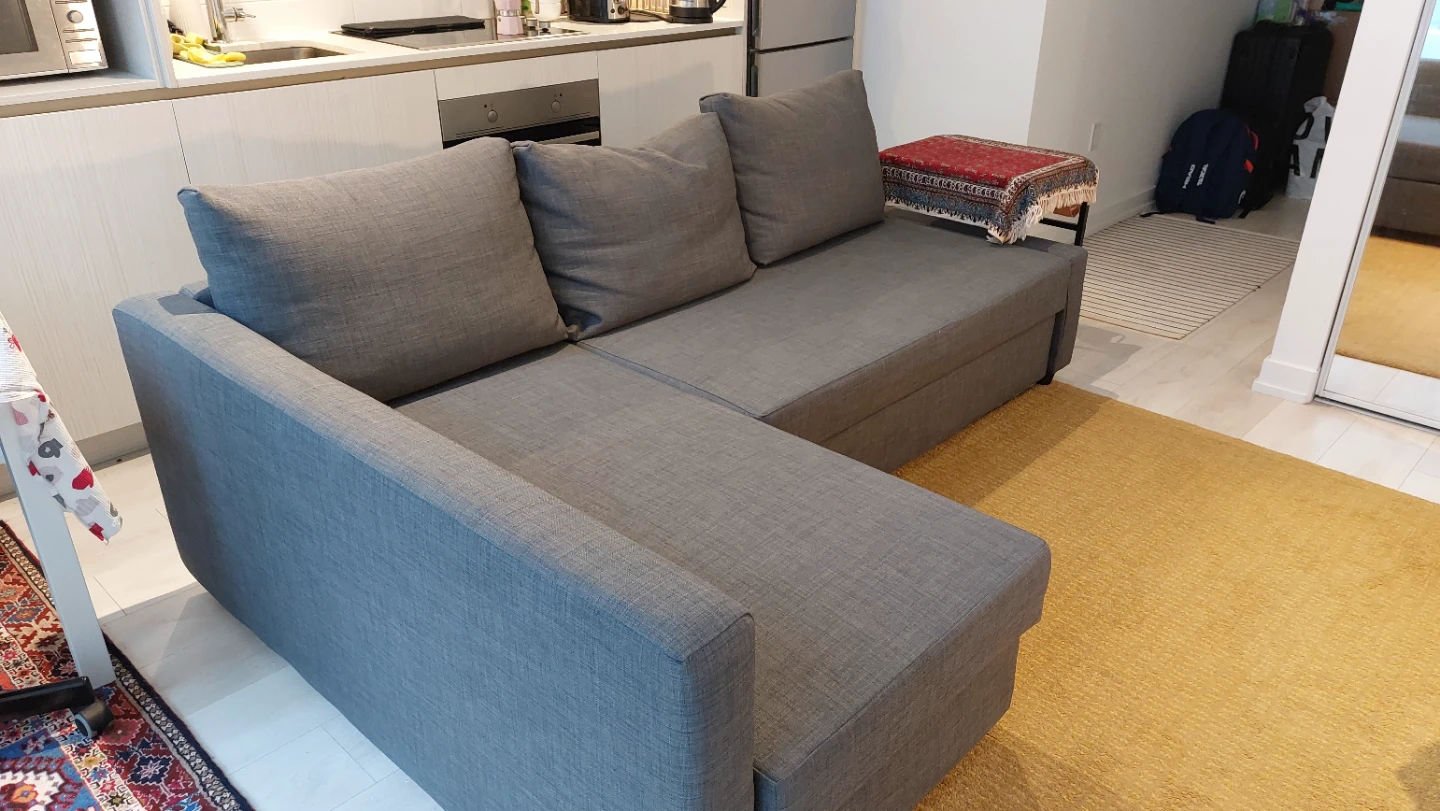 Grey Sectional Sofa-Bed with Storage