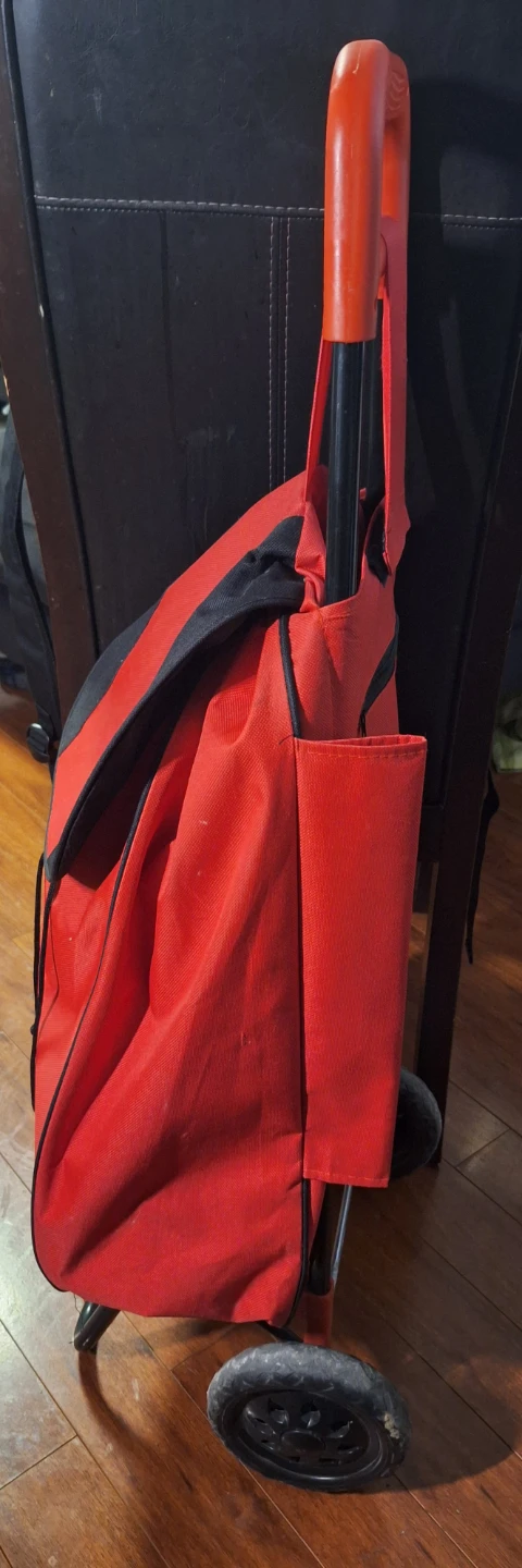 Red Rolling Shopping Cart