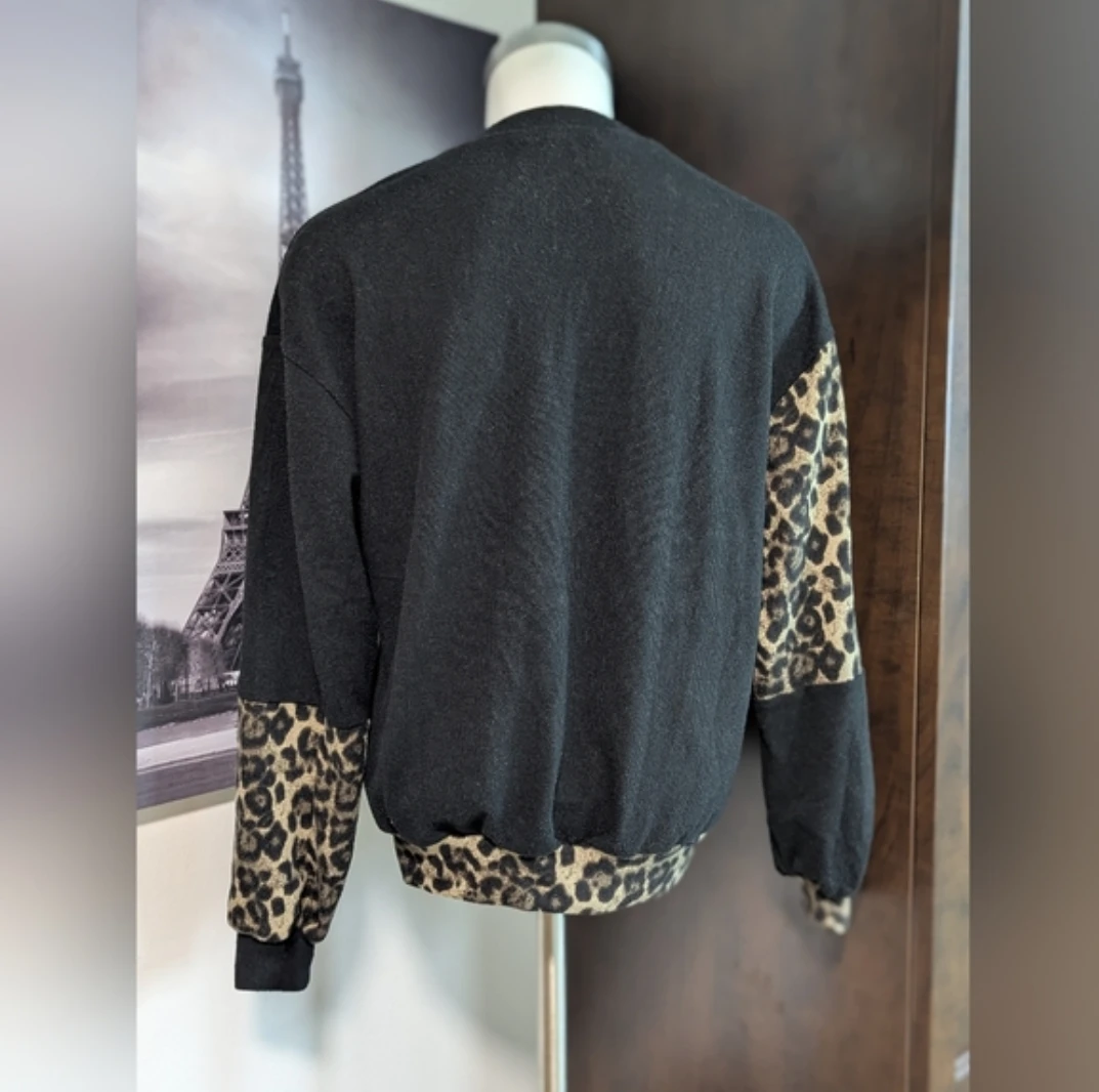 SHEIN Women's Leopard Print Colorblock Sweatshirt Size XS - photo 3