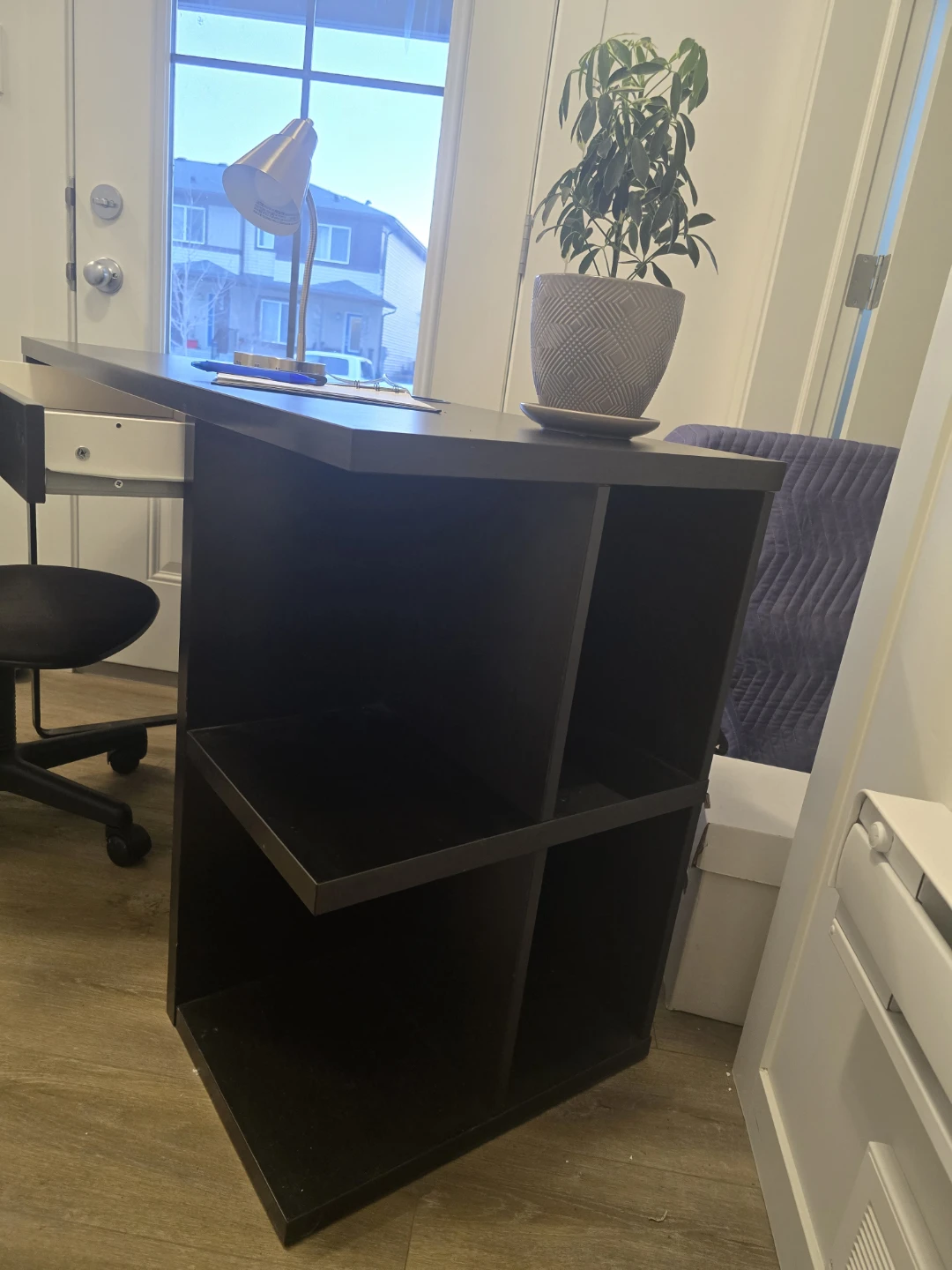 Black Desk with Drawer and Shelves, small chair included - photo 2