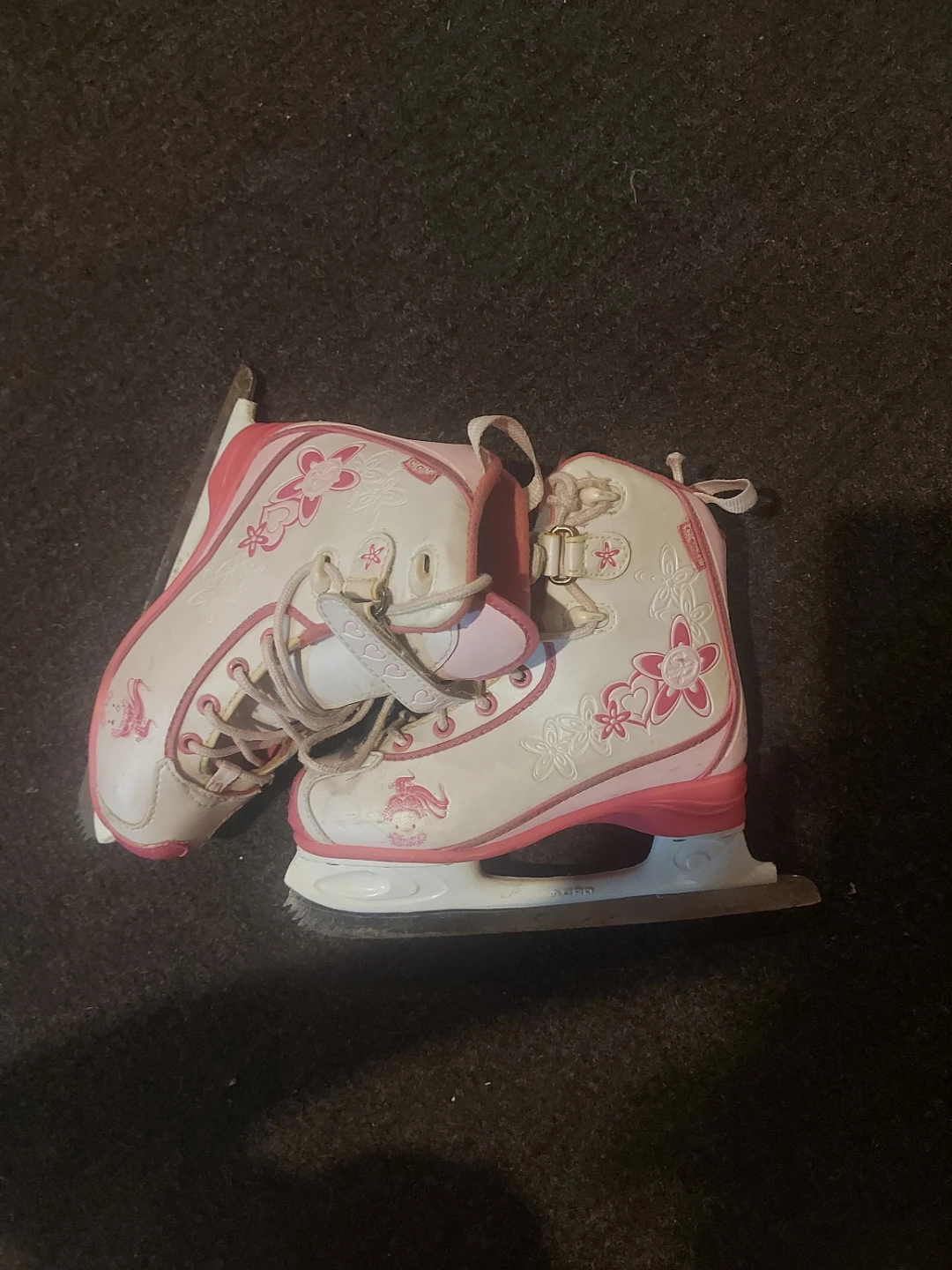 White and Pink Figure Ice Skates Size 1