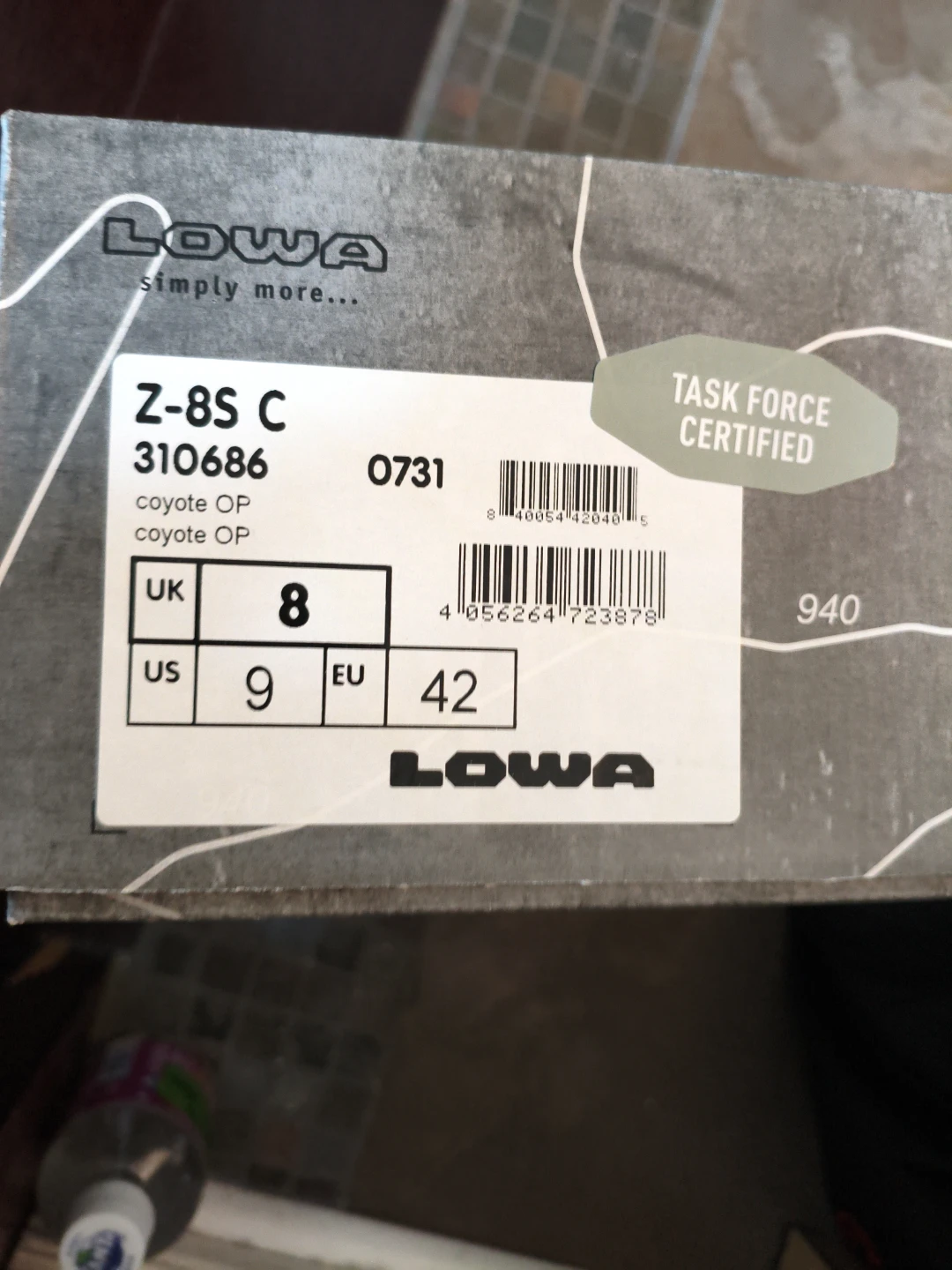 LOWA Z-8S C Coyote OP Boots Size 9 US