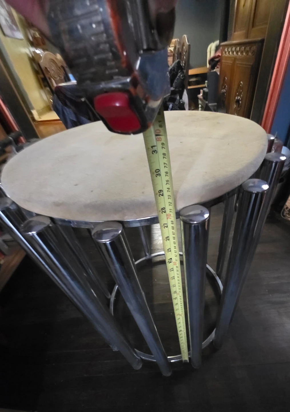 Chrome and Fabric Round Side Table/Stool - photo 2