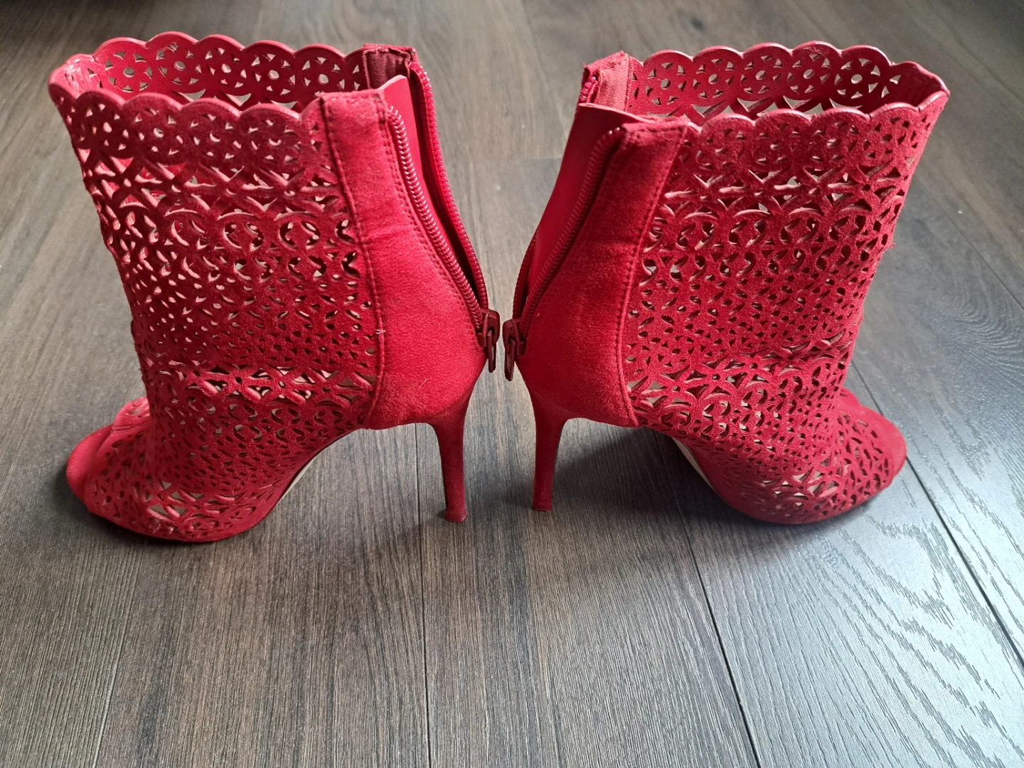 ALDO Red Laser Cut High Heel Booties - photo 5