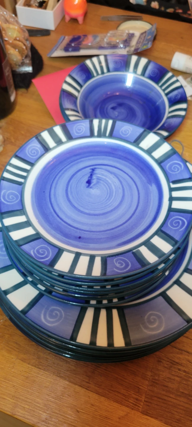 Set of 13 Blue and White Swirl Dinner Plates - photo 2