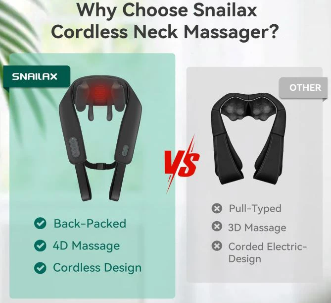 Snailax -Neck & Shoulder Massager with Heat, Kneading, Cordless🏆 - photo 4