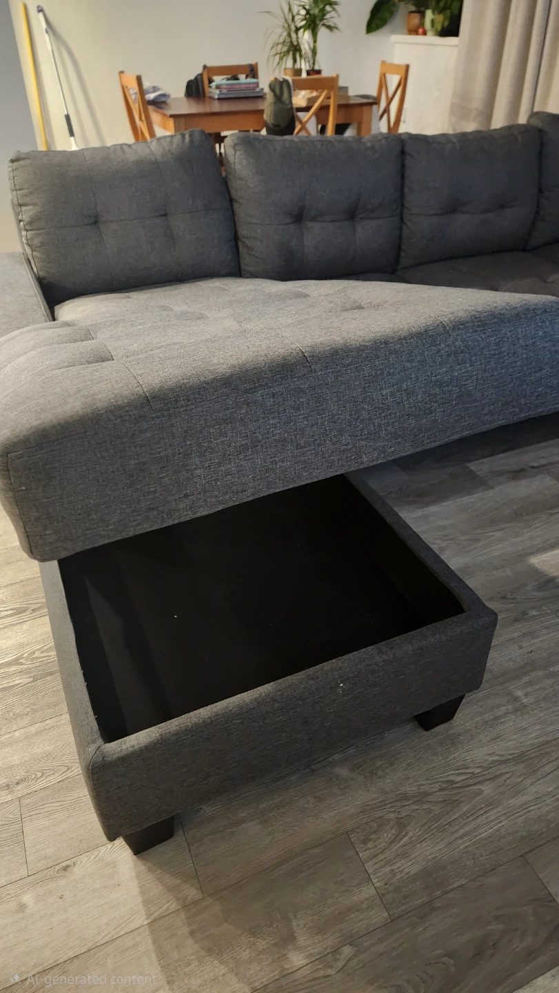 NEW - Grey Sectional Sofa with Storage Chaise - photo 2