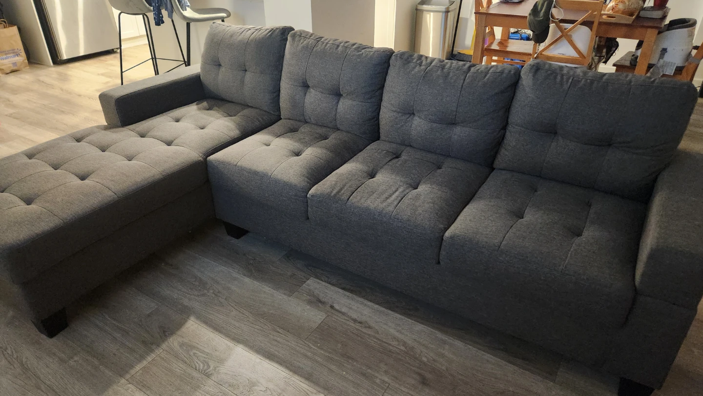 NEW - Grey Sectional Sofa with Storage Chaise