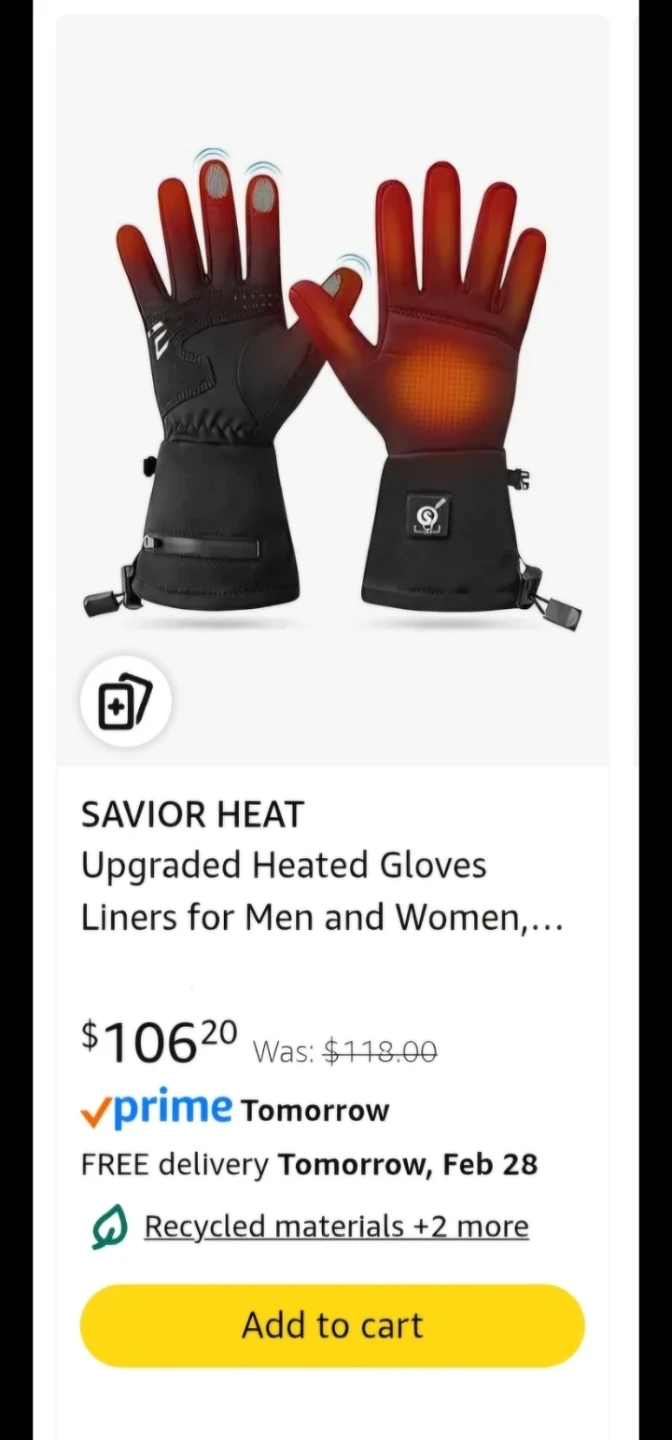 SAVIOR HEAT Upgraded Heated Gloves Liners size M/L