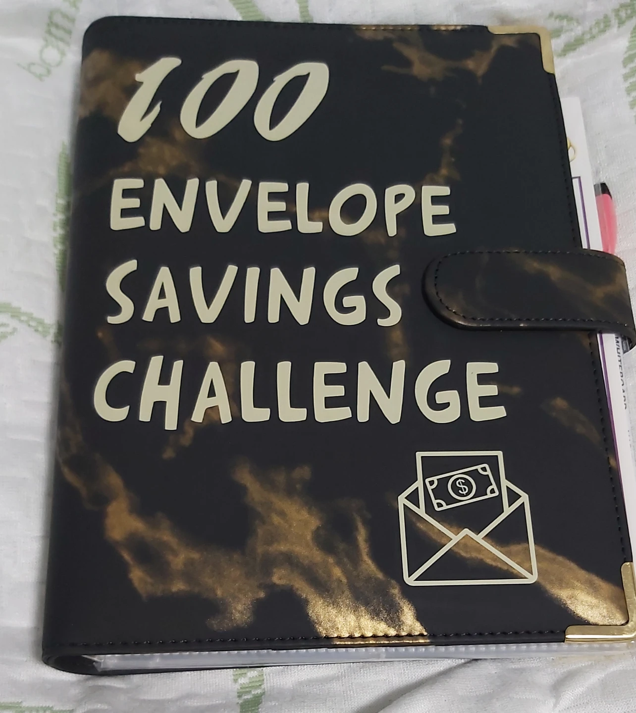 100 Envelope Savings Challenge Binder (marble)