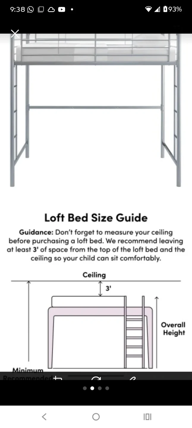 Metal Loft Bed Twin Size Silver - photo 3