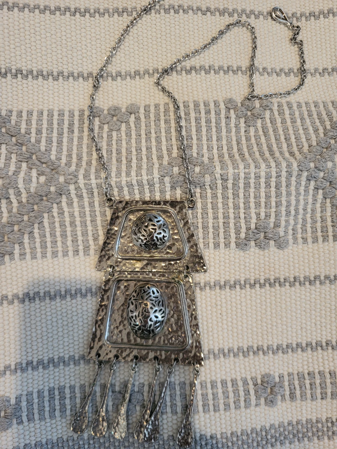 Statement Necklace Silver Tone