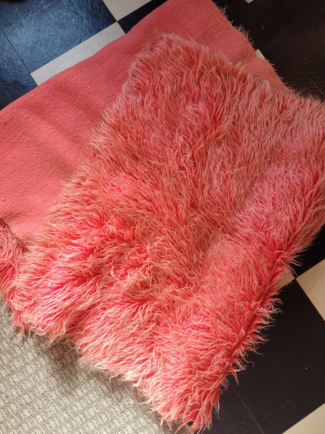 Coral Flokati Runner Rug
