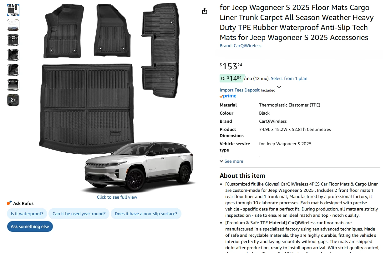 Winter Floor Mats and Cargo Liner for Jeep 🥕 - photo 2