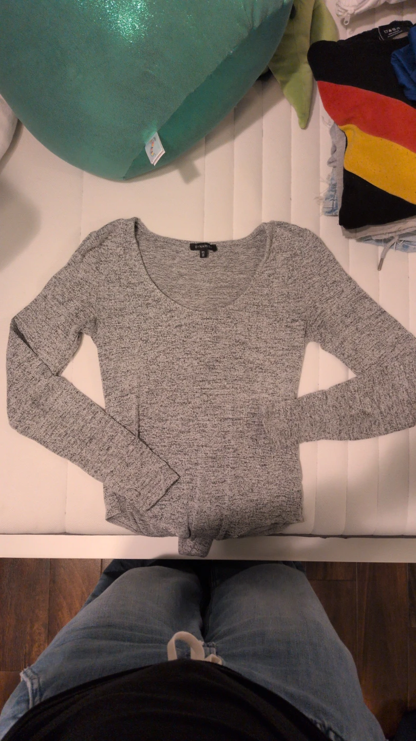 Dynamite Grey Marled Long Sleeve Top - P/S - photo 3