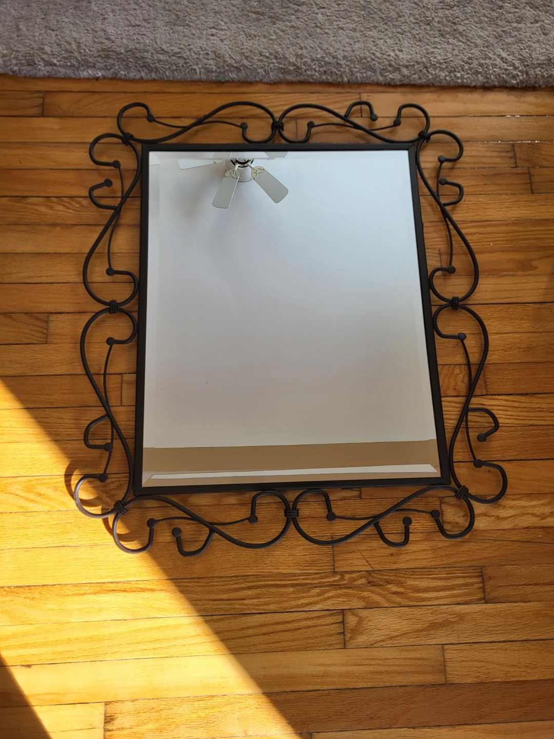 Ornate Scrollwork Wrought Iron Wall Mirror