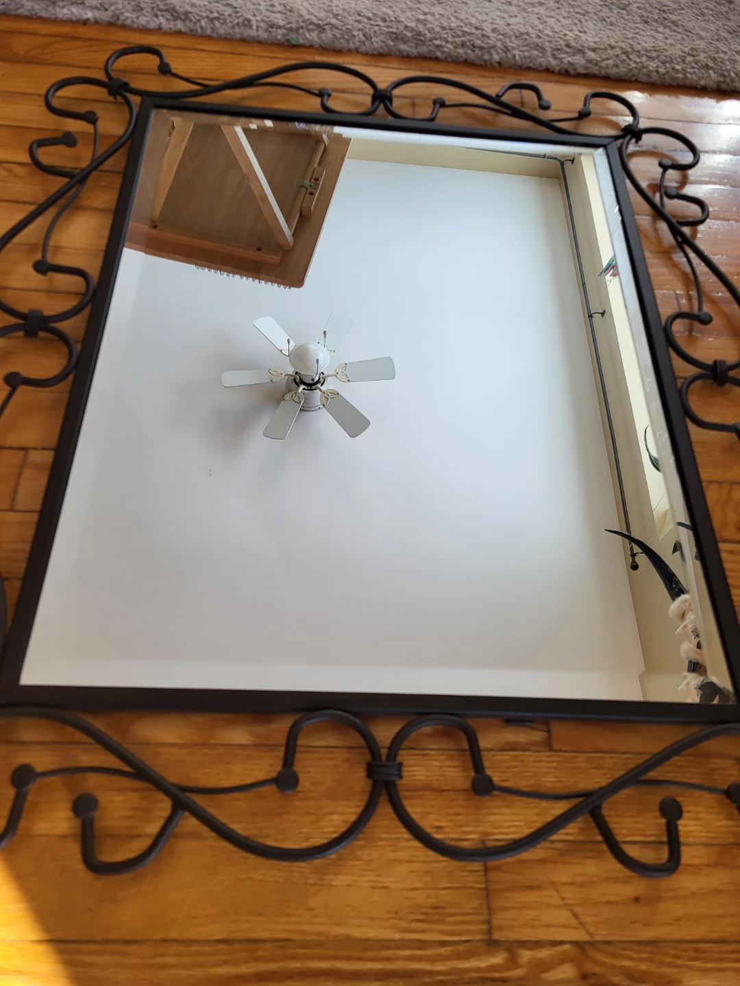 Ornate Scrollwork Wrought Iron Wall Mirror - photo 3