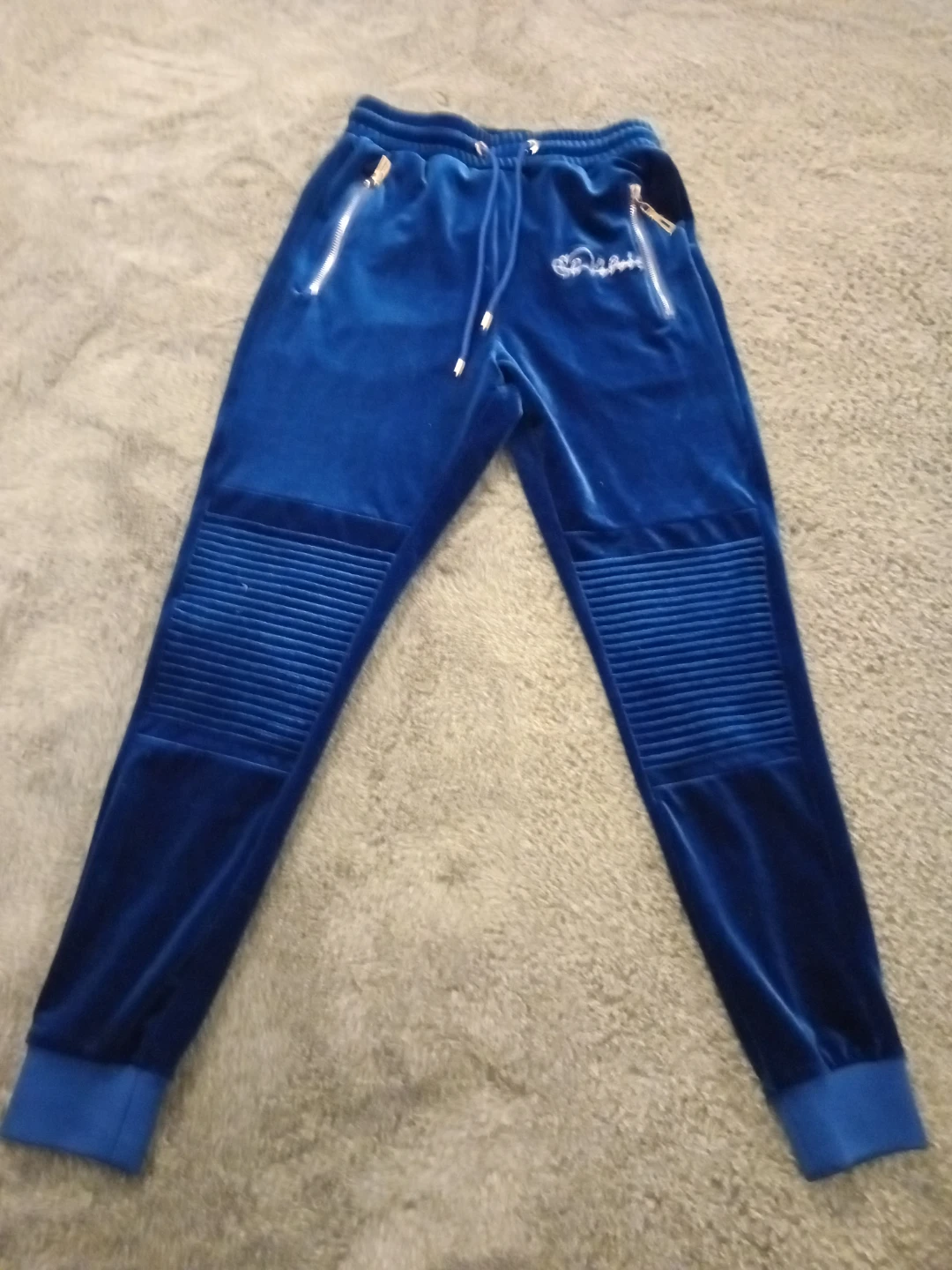Royal Blue Velvet Track Jacket - Size S - photo 4
