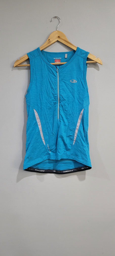 Icebreaker GT Woman's Merino Sleeveless Zip Top - Blue - Size S