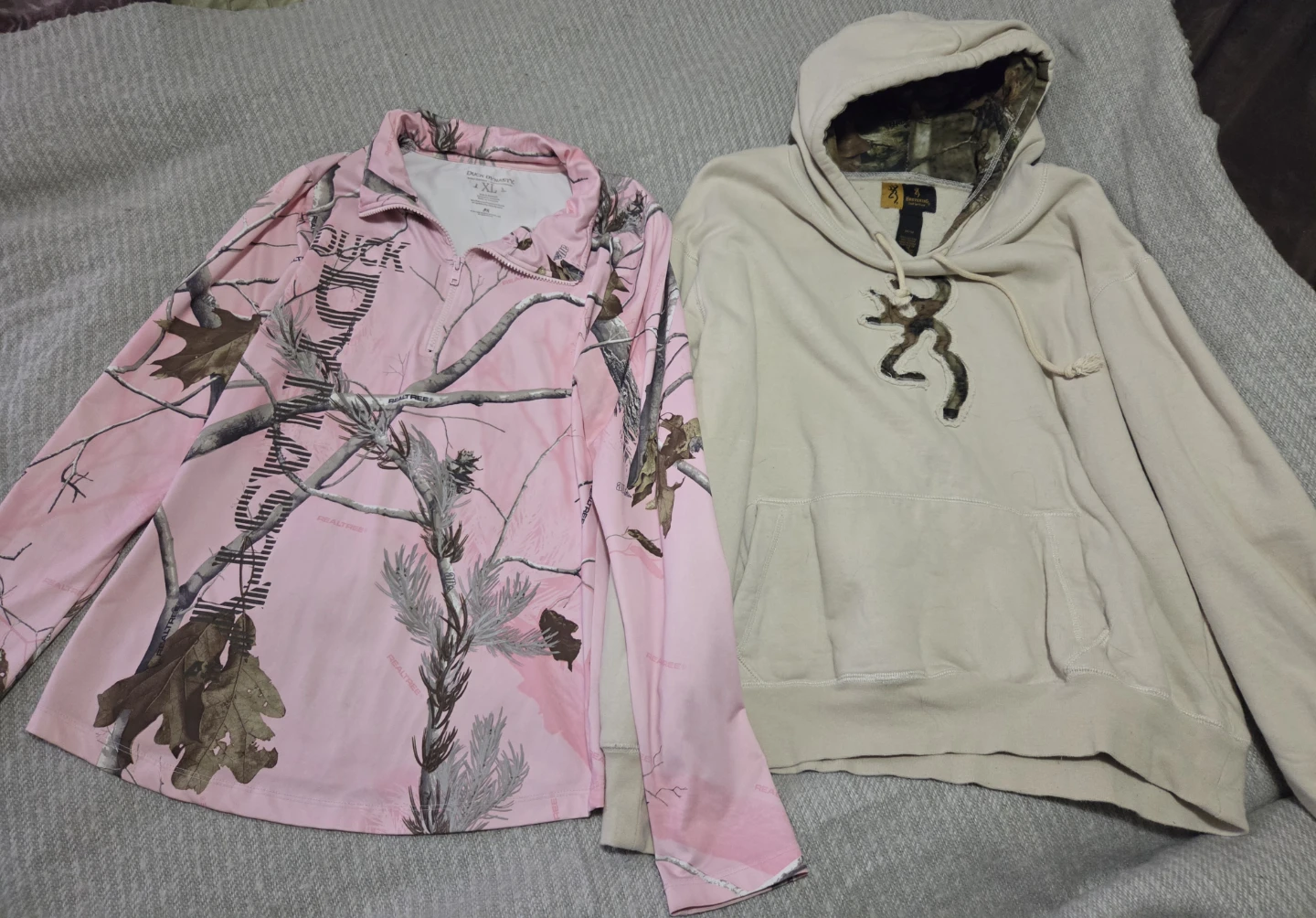 Pink Camo Long Sleeve Shirt & Tan Browning Hoodie