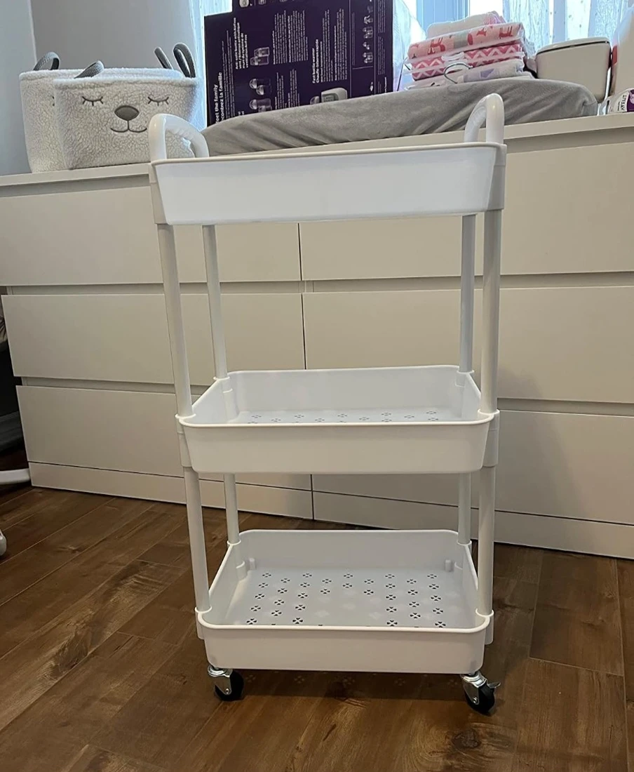 White 3-Tier Rolling Storage Cart