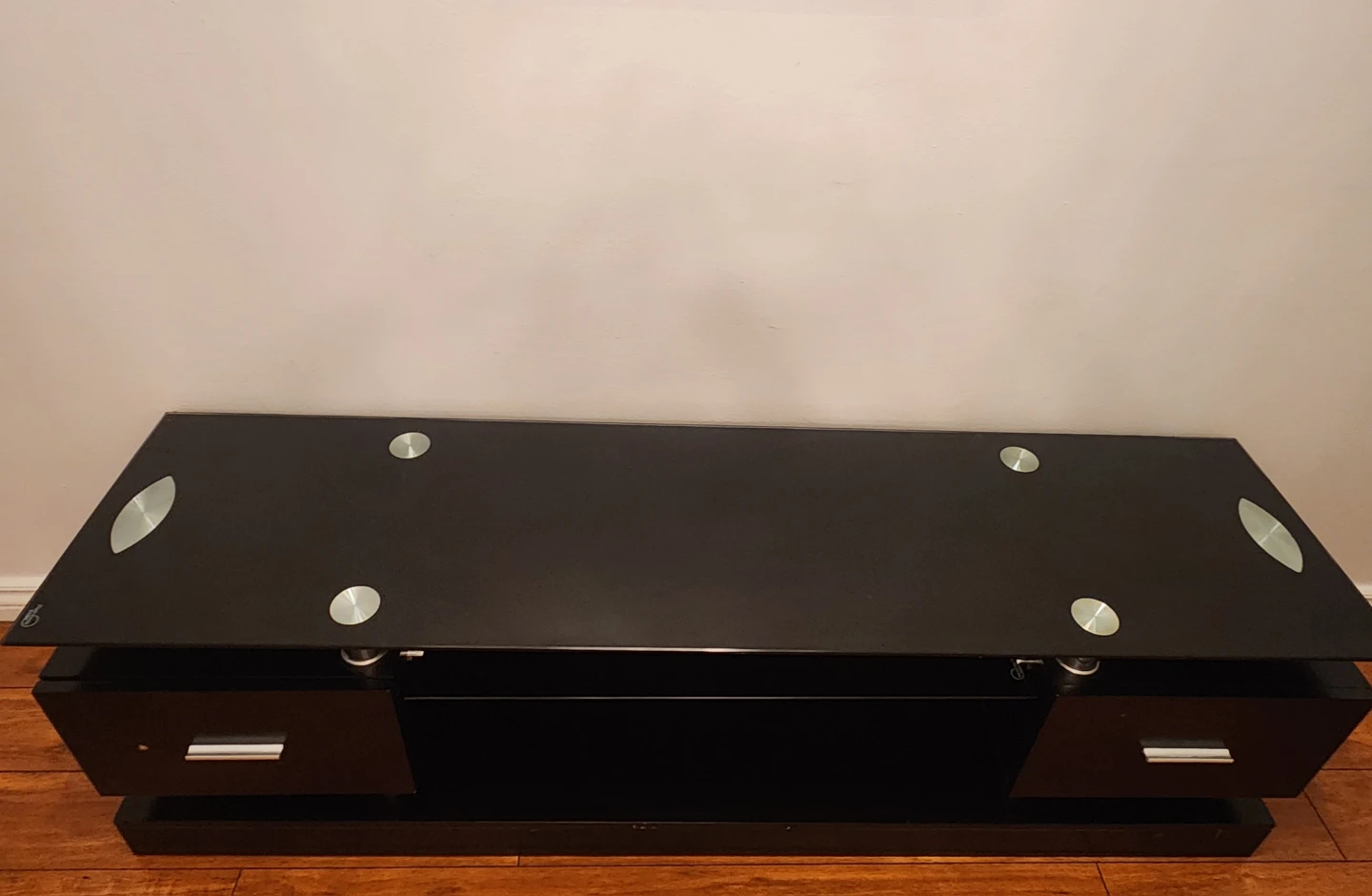 Black Glass TV Stand with Drawers - photo 2