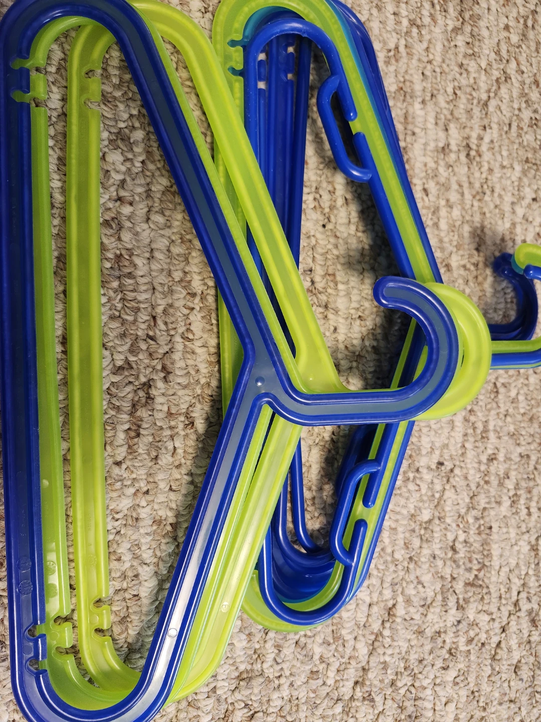 Blue and Green Plastic Clothes Hangers (Set of 10)