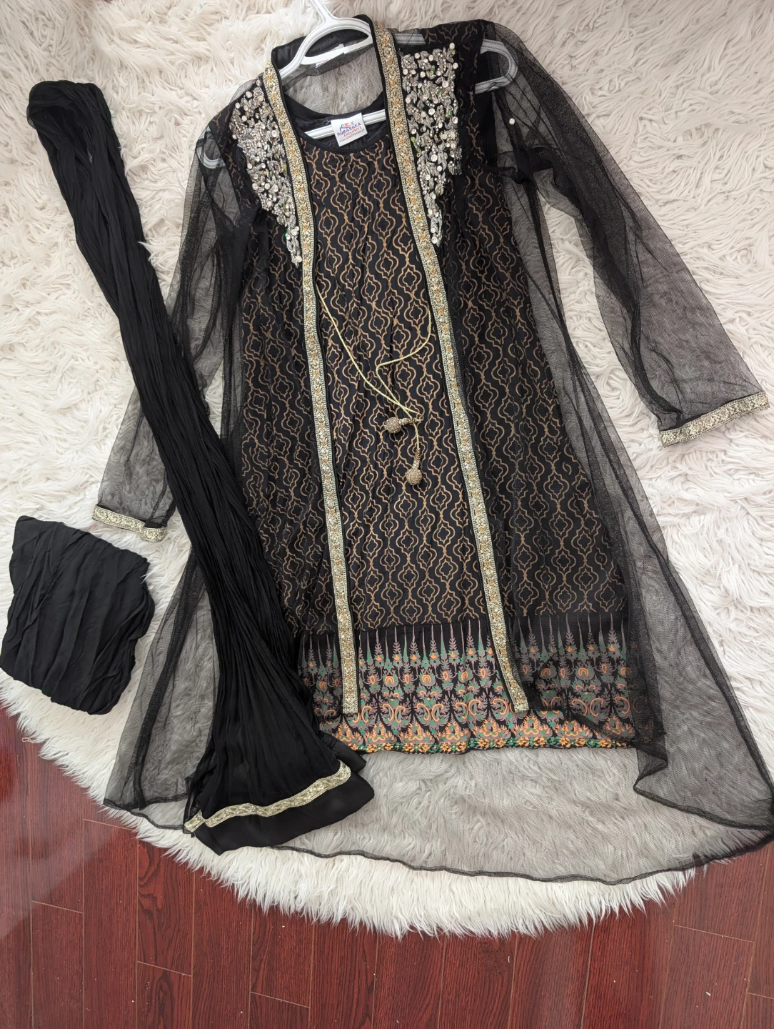 Rubashka Black dress with Net Overlay