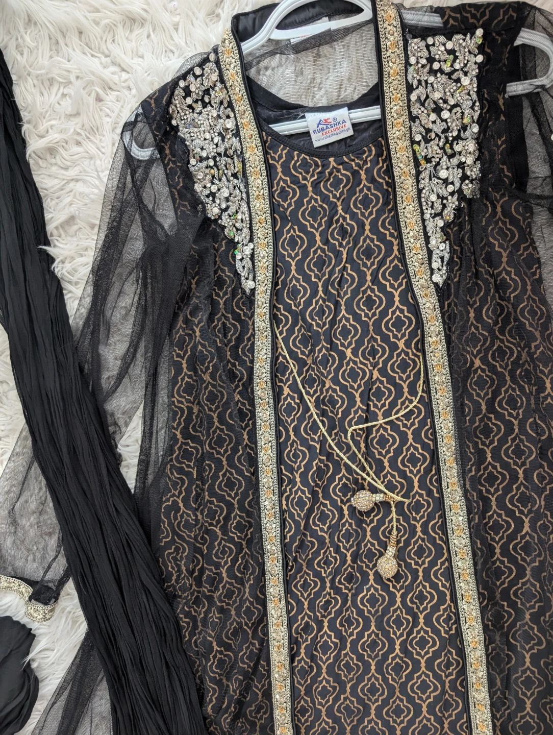 Rubashka Black dress with Net Overlay - photo 4