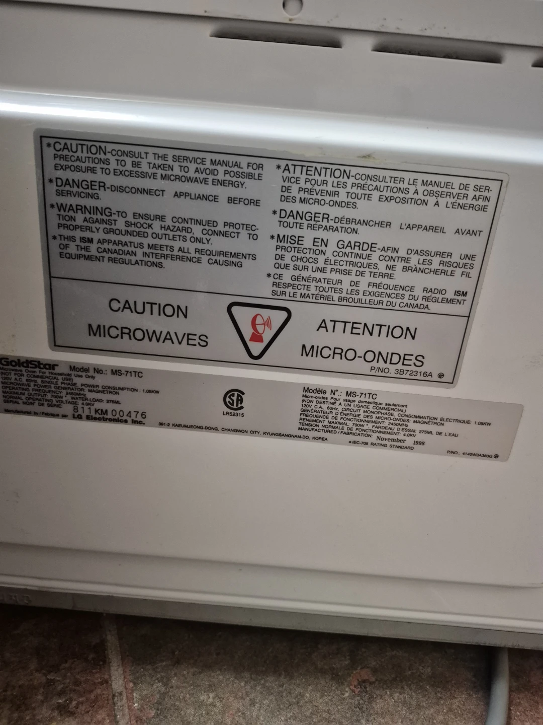 GoldStar MS-71TC Microwave Oven - photo 5