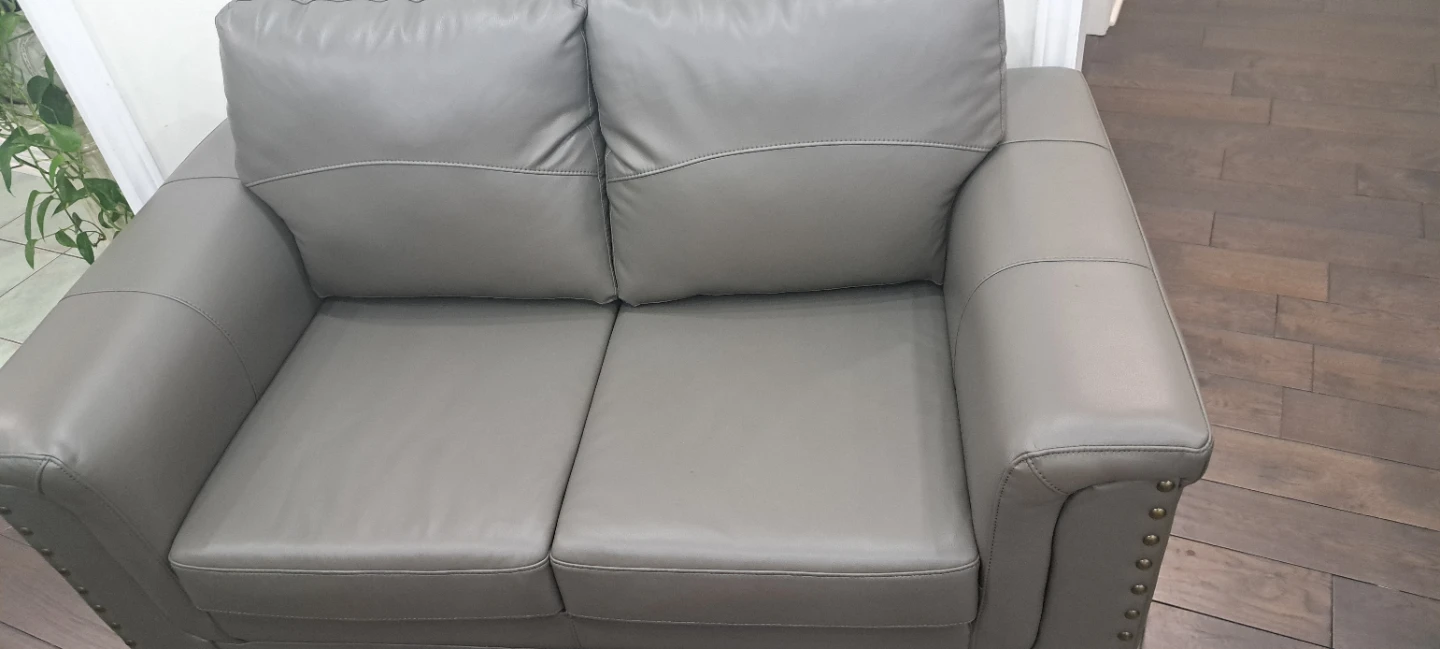 Grey Leather Loveseat and Sofa Set - photo 3