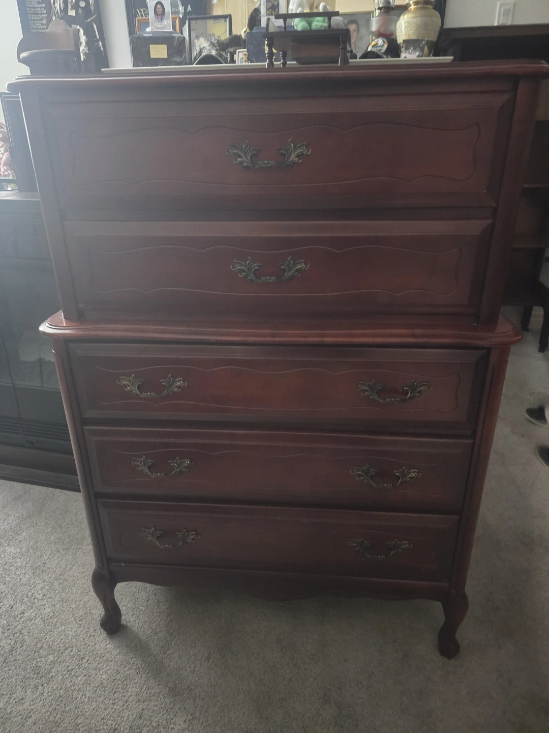 Vintage French Provincial Tall Dresser Cherry Wood