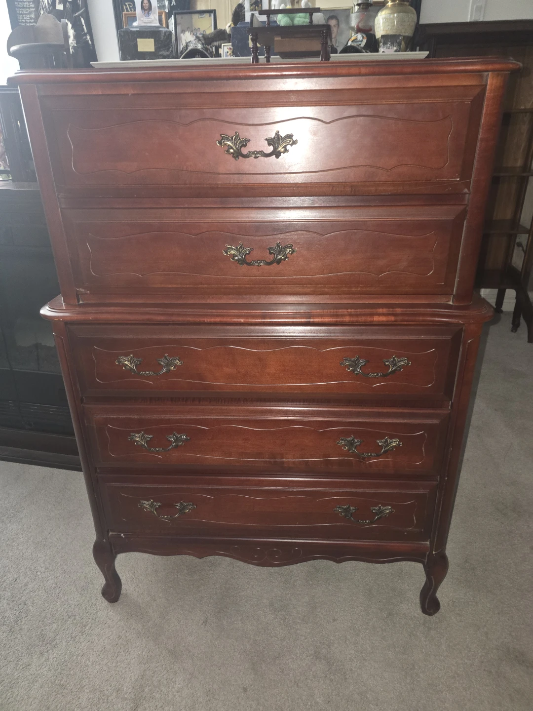 Vintage French Provincial Tall Dresser Cherry Wood - photo 2