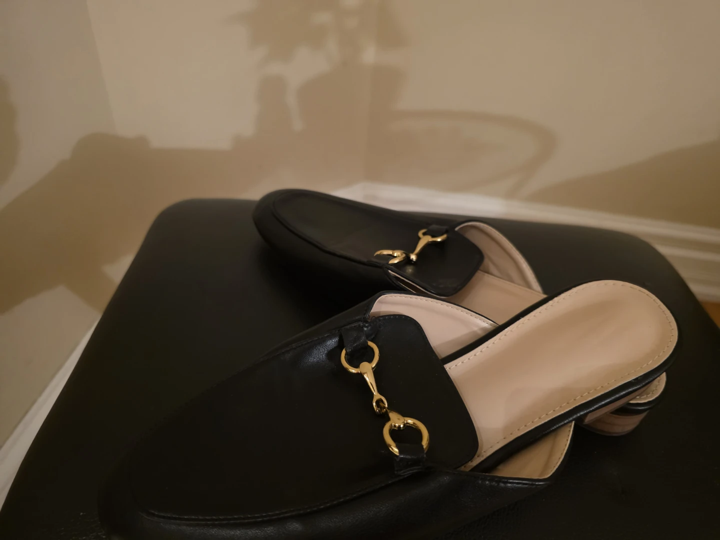 Black Leather Mules with Gold Horsebit Detail - photo 2