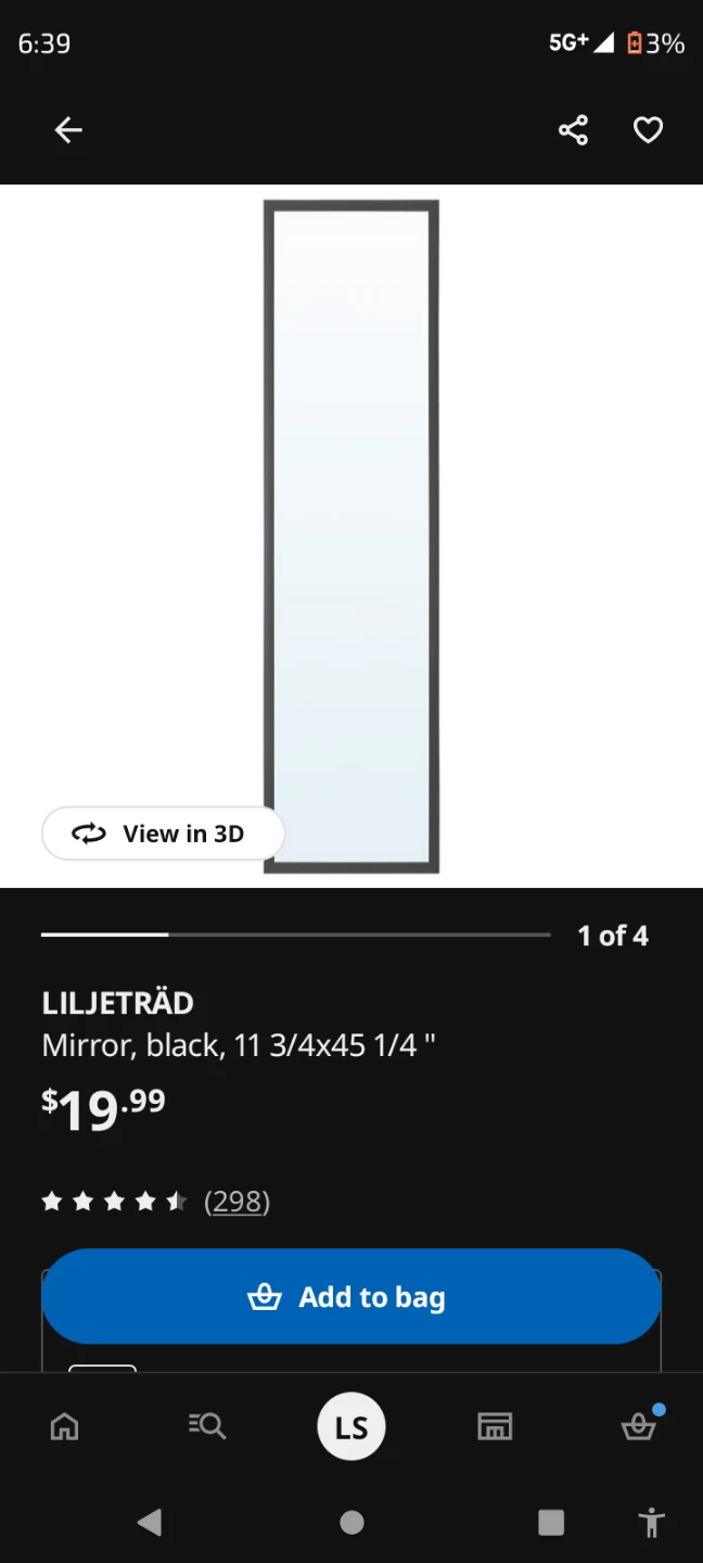 IKEA LILJETRÄD Mirror, Black