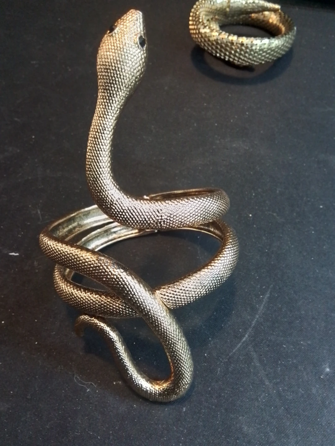 Vintage Gold Tone Metal Snake Wrap Bracelets