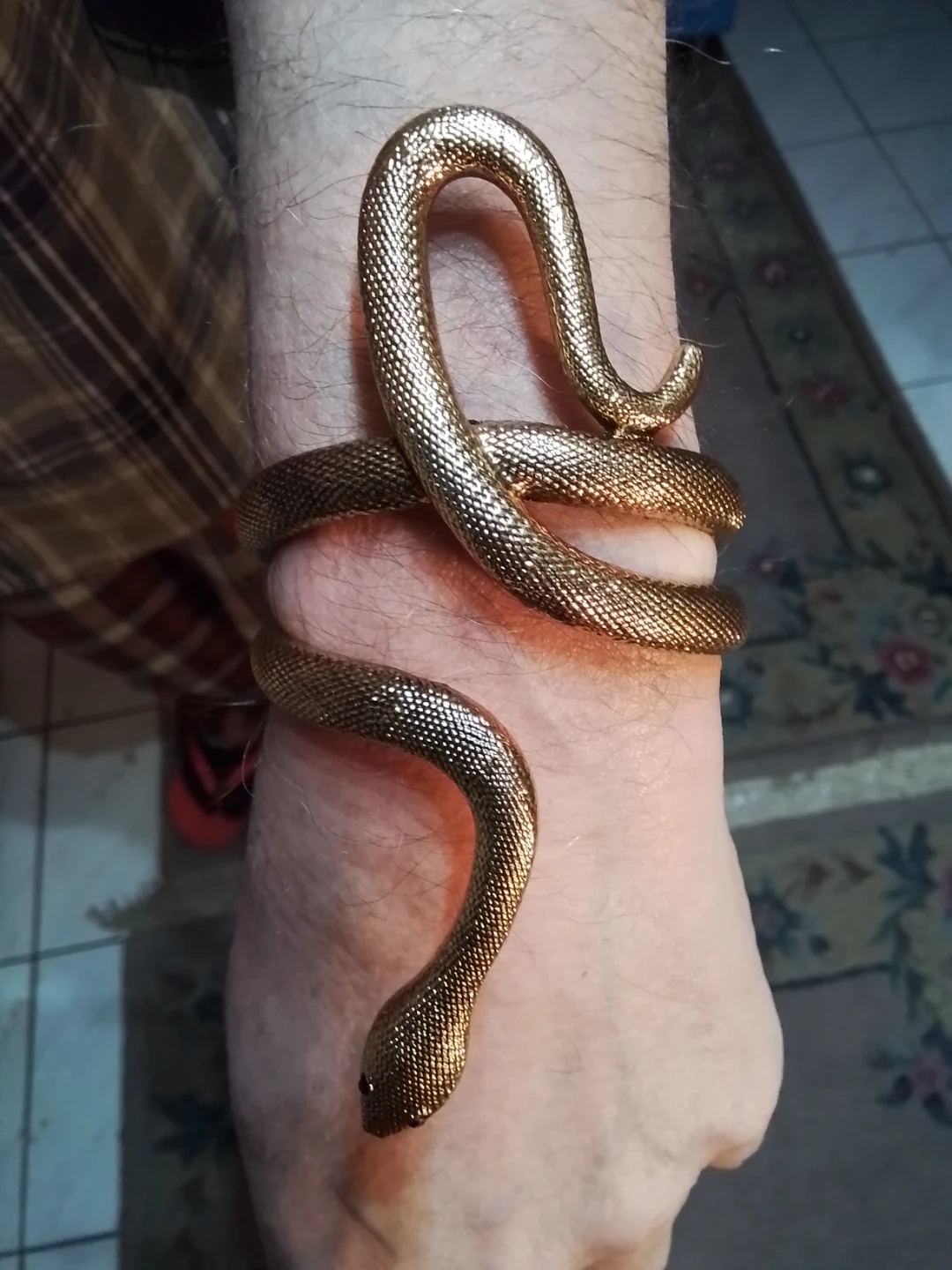 Vintage Gold Tone Metal Snake Wrap Bracelets - photo 3