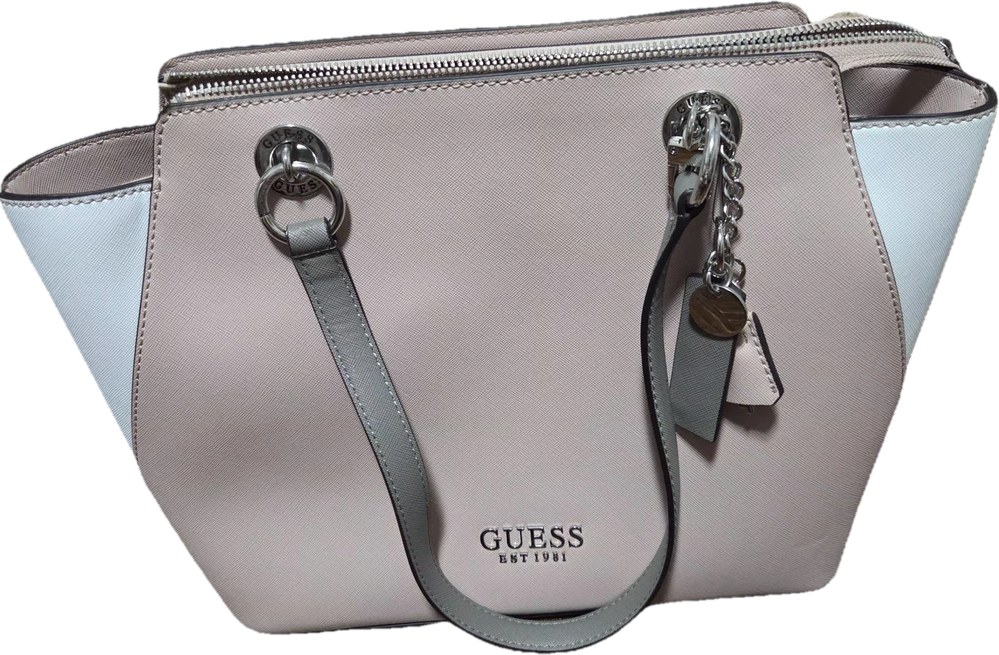 Guess Satchel Handbag - Pink and White