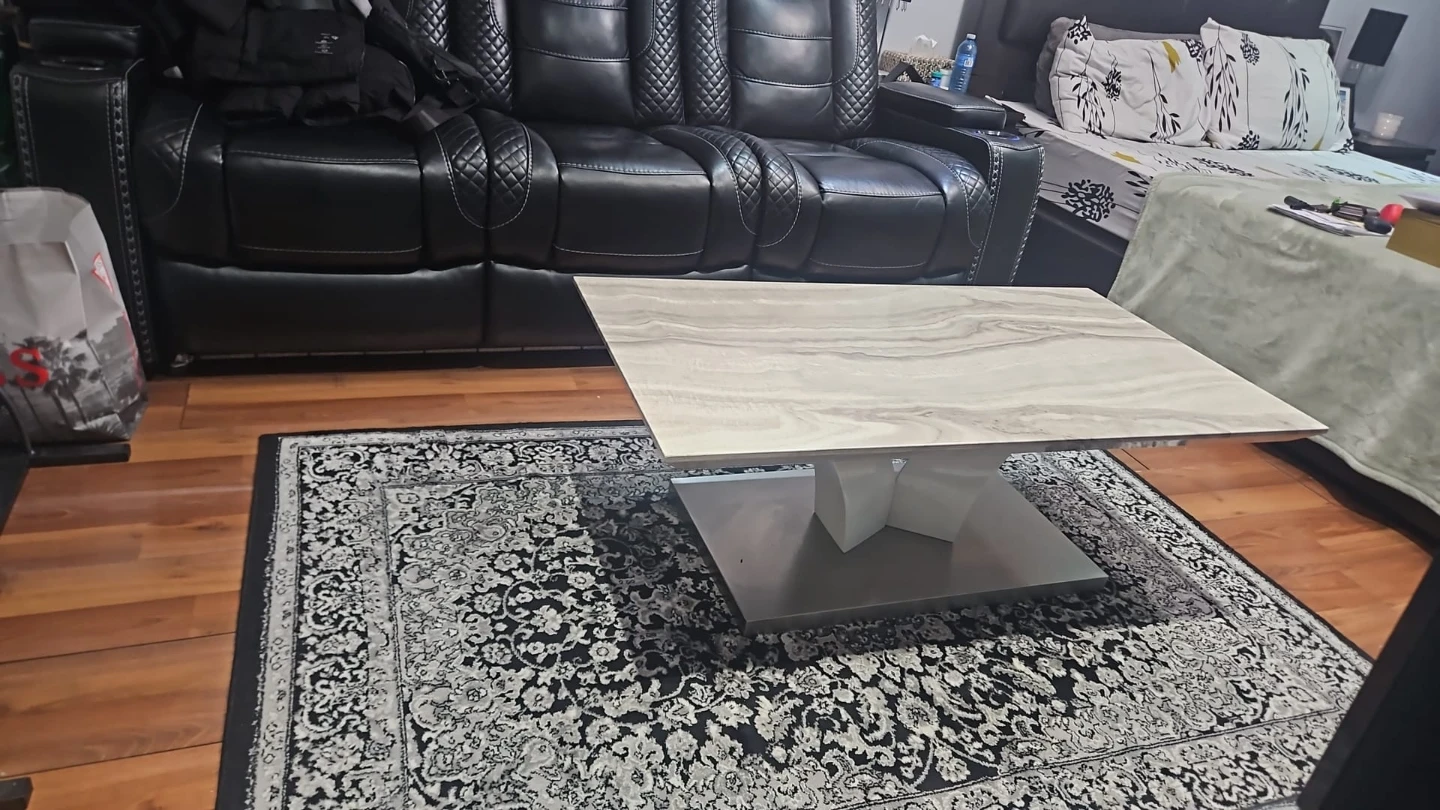Modern Coffee Table with Marble-Look Top