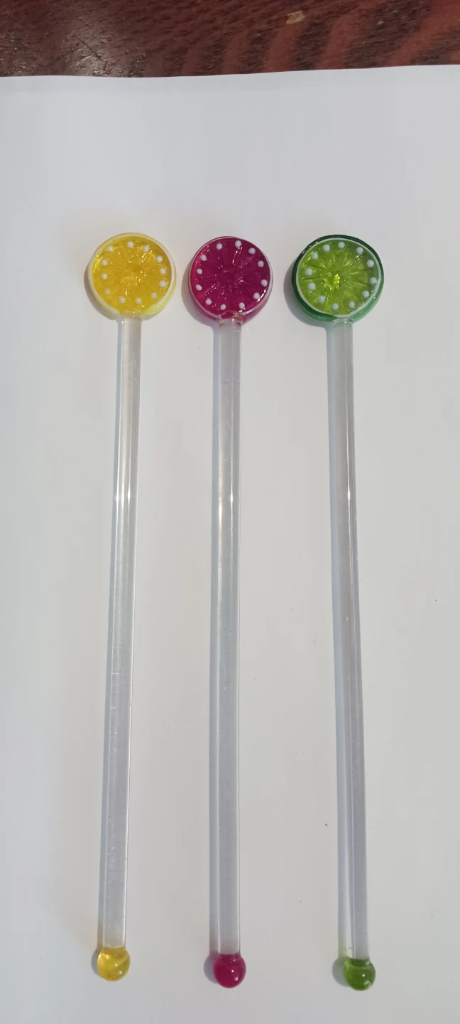 New !! Set of 3  Colorful Glass Martini Stirrers - photo 2