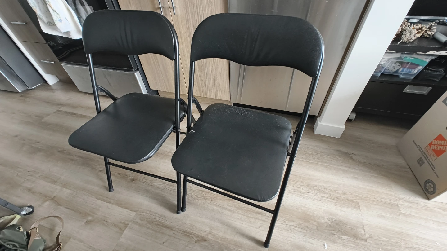 2 Black Folding Chairs