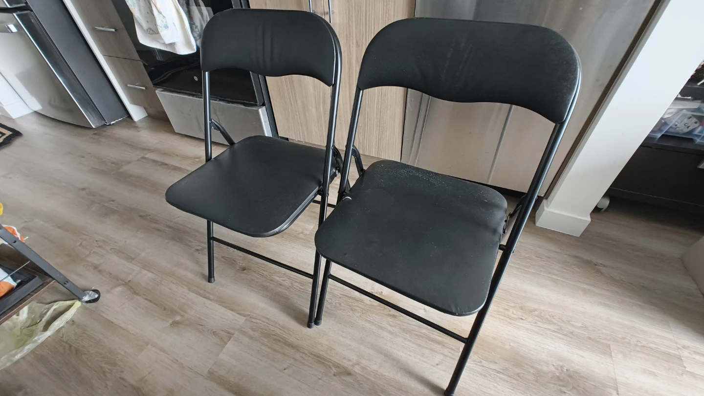 2 Black Folding Chairs - photo 2