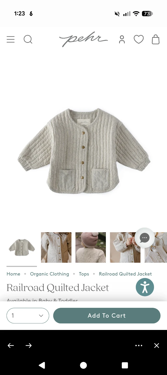 Brand New Pehr Railroad Quilted Jacket Size 5