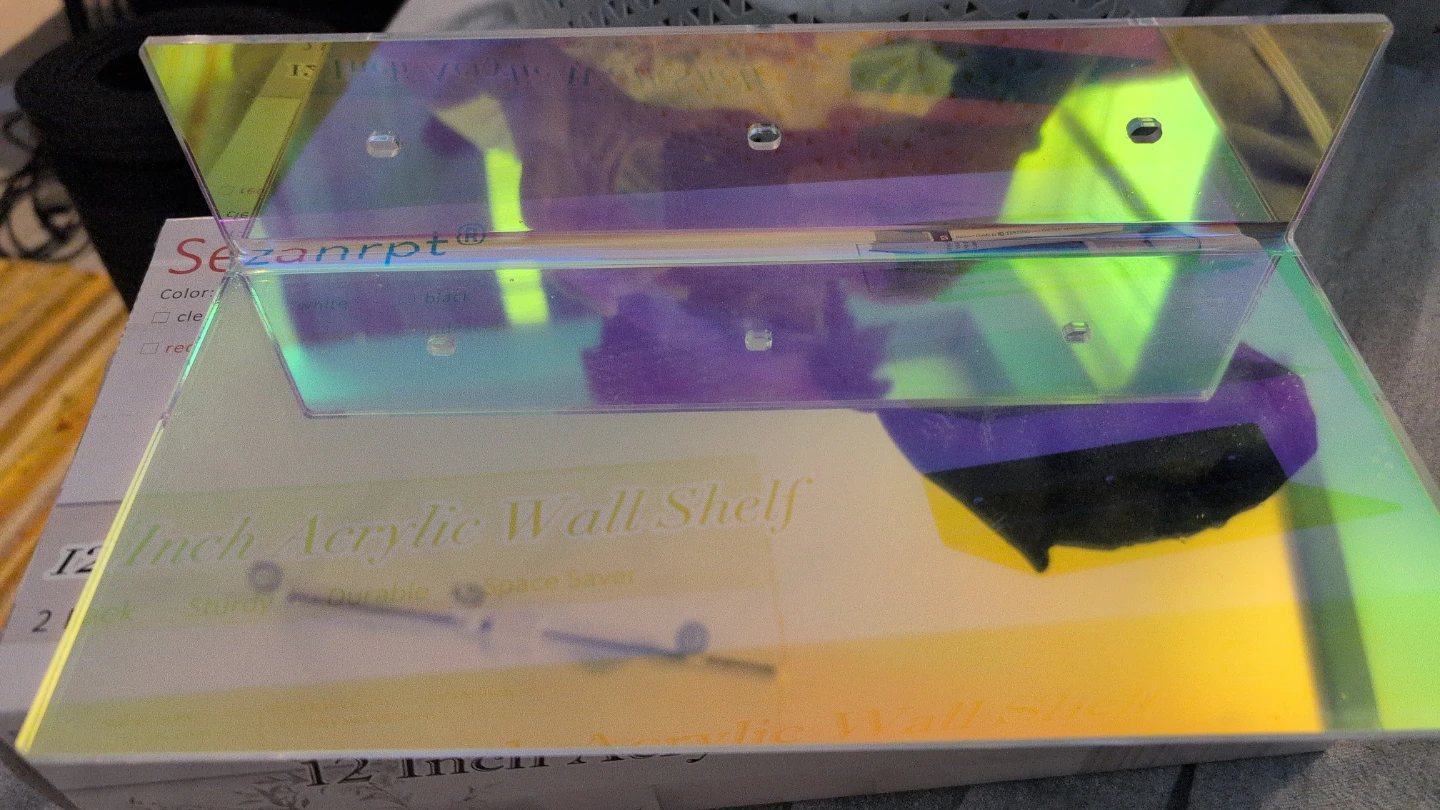 Sezanrpt 12 Inch Acrylic Wall Shelf - Iridescent (2 Pack) - photo 2