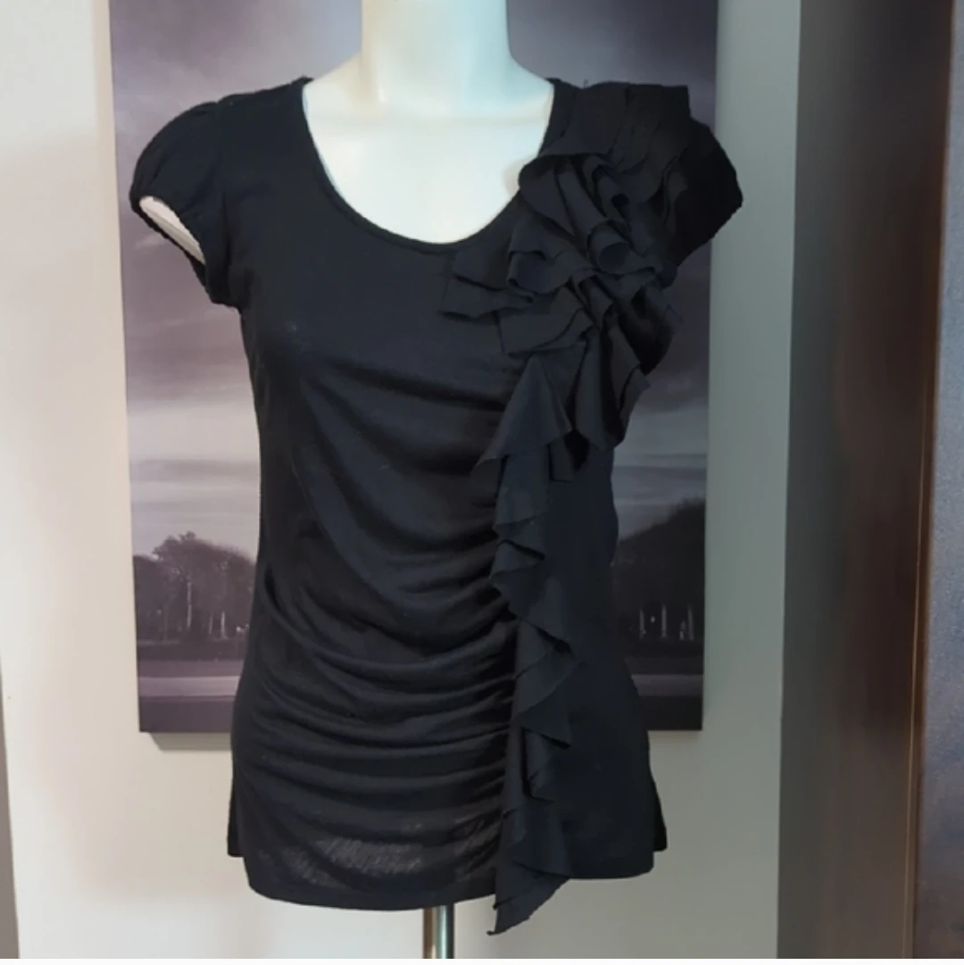 Majora Black Ruffle Top Size M