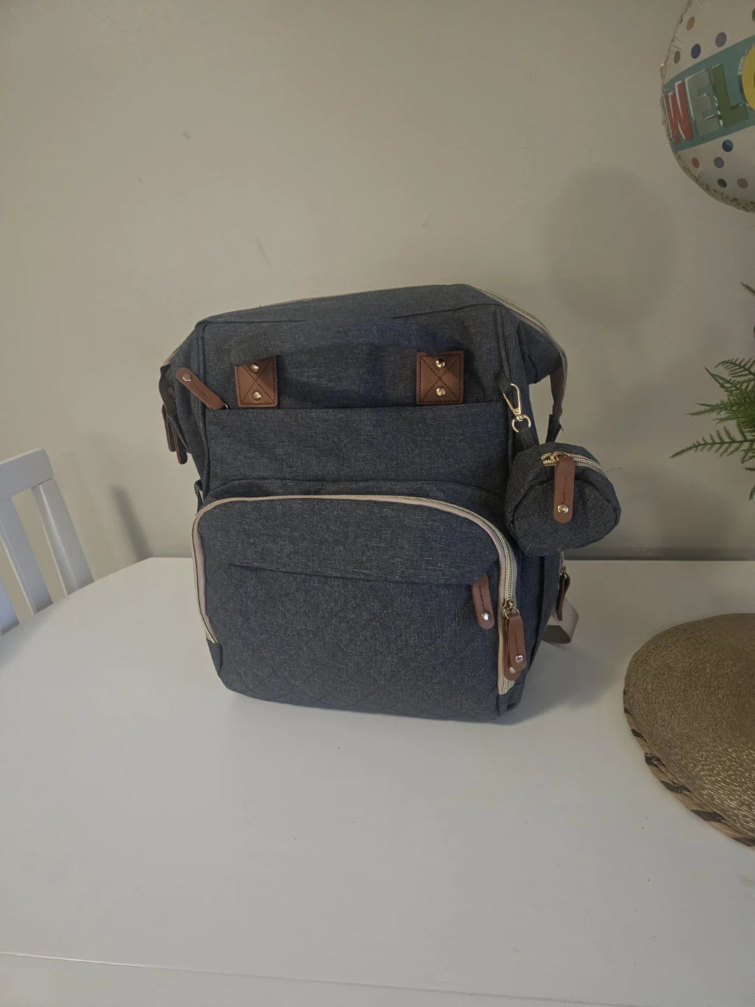 Grey Diaper Bag Backpack with Changing Pouch - photo 3