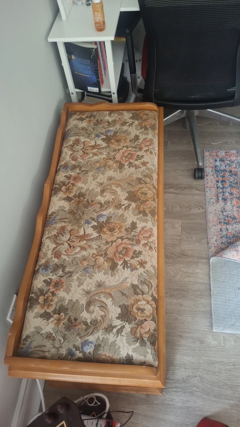 Vintage Wooden Storage Chest with Floral Upholstery - photo 2